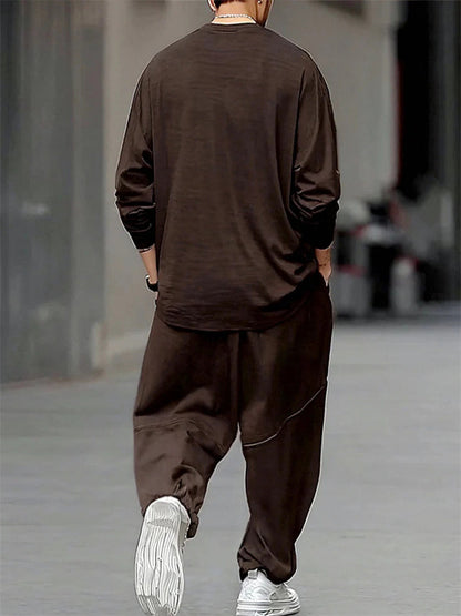 ‌Męski jesienny streetwear, wygodny, modny, luźny zestaw