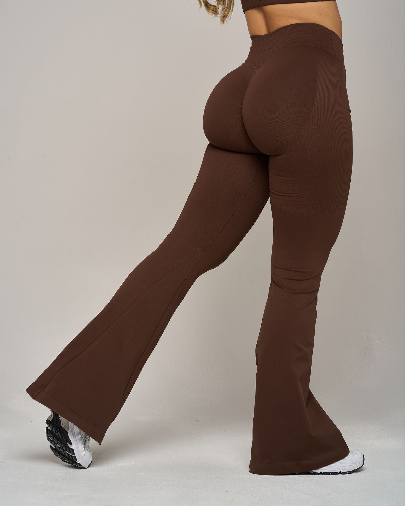 Legginsy Chiara V z szerokimi nogawkami | Bourbonowy Brąz