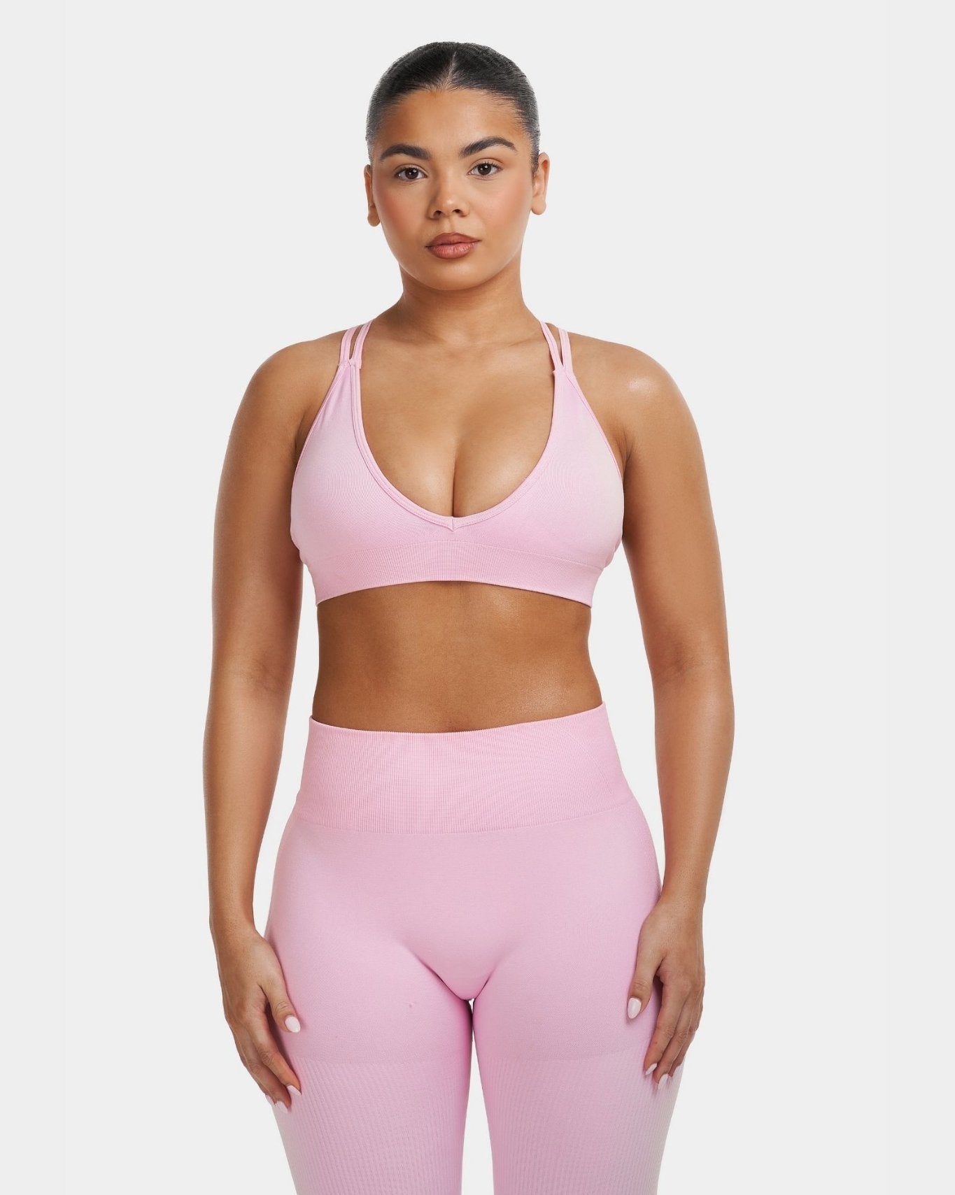 Biustonosz V-Neck Sculpt Seamless | Pilates Pink