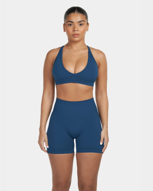 Biustonosz Sportowy V-Neck Sculpt Seamless | Głęboki Ocean