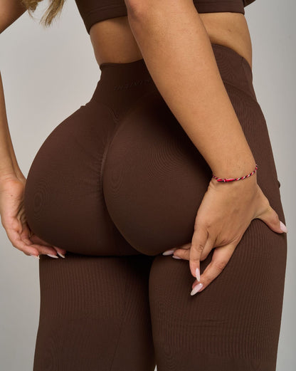Legginsy Chiara V z szerokimi nogawkami | Bourbonowy Brąz