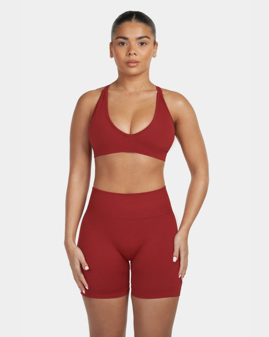 Biustonosz Sportowy V-Neck Sculpt Seamless | Cherry Spice