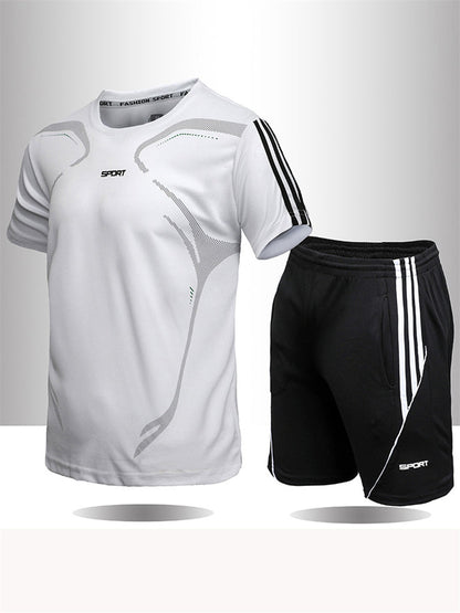 Letnie sportowe, oddychające, szybko schnące, krótki rękaw top + luźne szorty