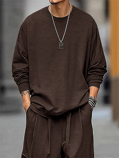 ‌Męski jesienny streetwear, wygodny, modny, luźny zestaw