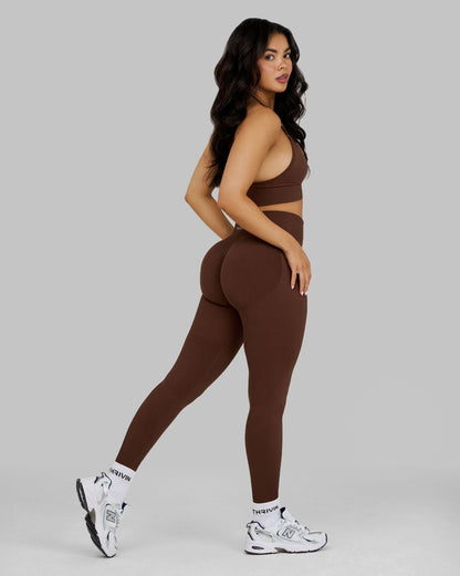 Legginsy Konturowe z Żebrowaniem | Brąz Bourbon