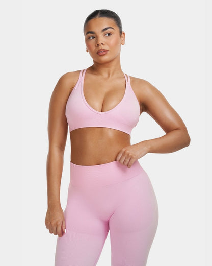 Biustonosz V-Neck Sculpt Seamless | Pilates Pink