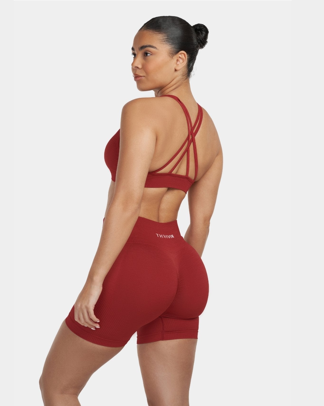 Biustonosz Sportowy V-Neck Sculpt Seamless | Cherry Spice