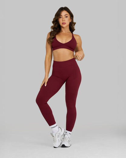 Legginsy Konturowe z Żebrowanym Wzorem | Wyborne Wino
