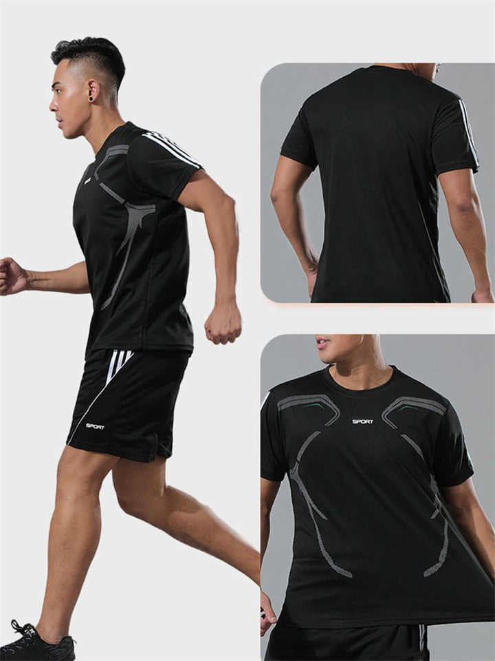 Letnie sportowe, oddychające, szybko schnące, krótki rękaw top + luźne szorty