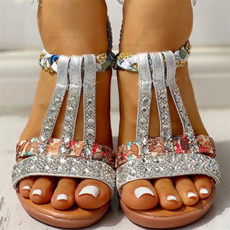 Super urocze błyszczące elastyczne sandały na platformie dla kobiet