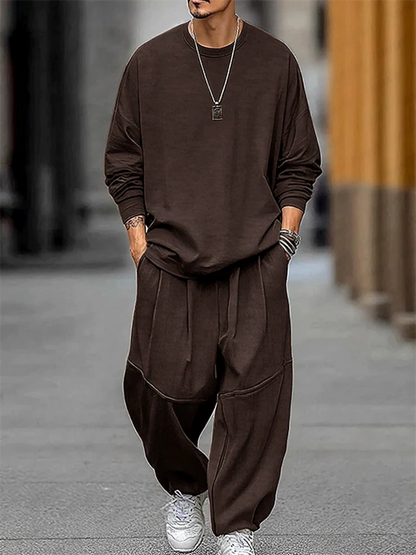 ‌Męski jesienny streetwear, wygodny, modny, luźny zestaw