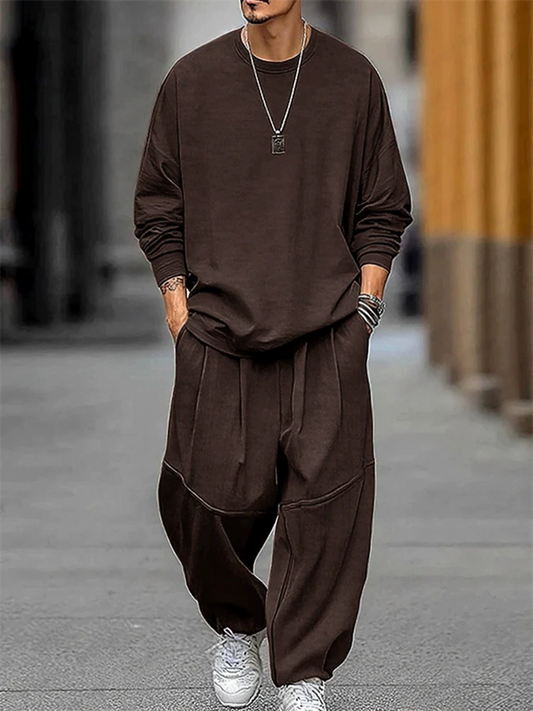 ‌Męski jesienny streetwear, wygodny, modny, luźny zestaw