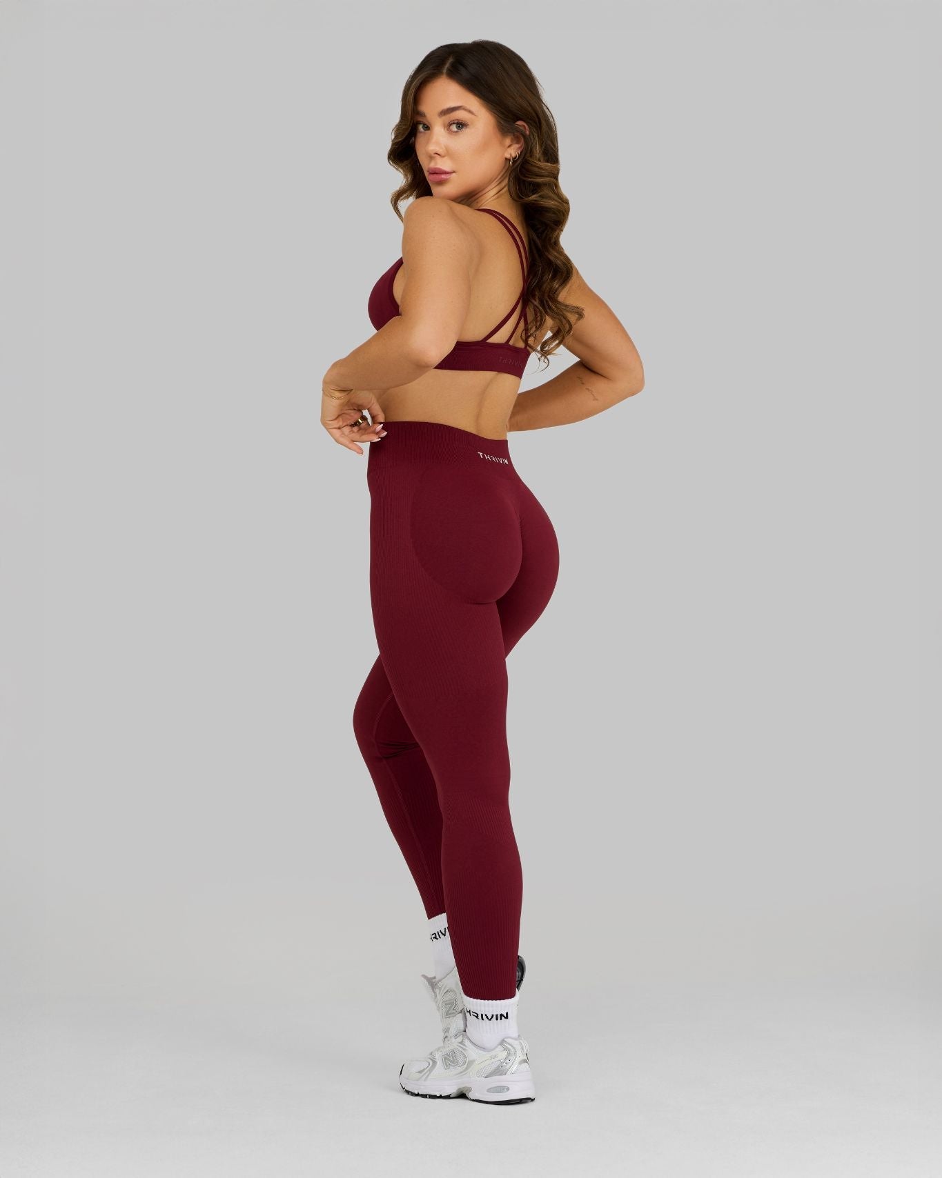 Legginsy Konturowe z Żebrowanym Wzorem | Wyborne Wino