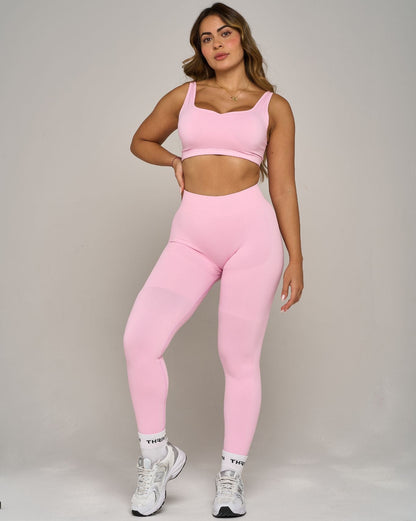 Legginsy Chiara Ribbed Contour | Różowy cukier