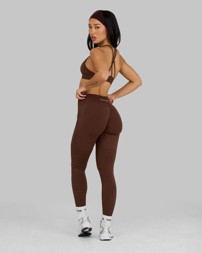 Legginsy Konturowe z Żebrowaniem | Brąz Bourbon