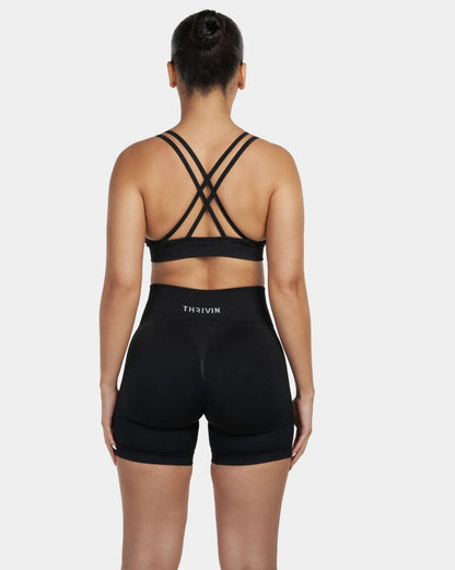 Biustonosz Sportowy V-Neck Sculpt Seamless | Czysta Czerń