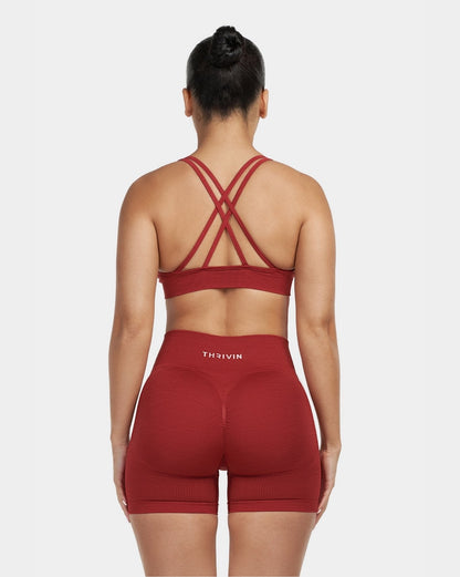 Biustonosz Sportowy V-Neck Sculpt Seamless | Cherry Spice