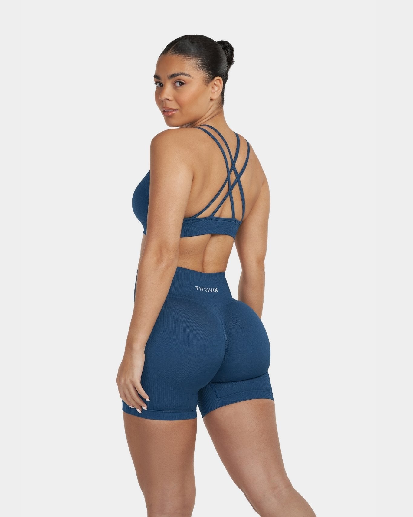 Biustonosz Sportowy V-Neck Sculpt Seamless | Głęboki Ocean