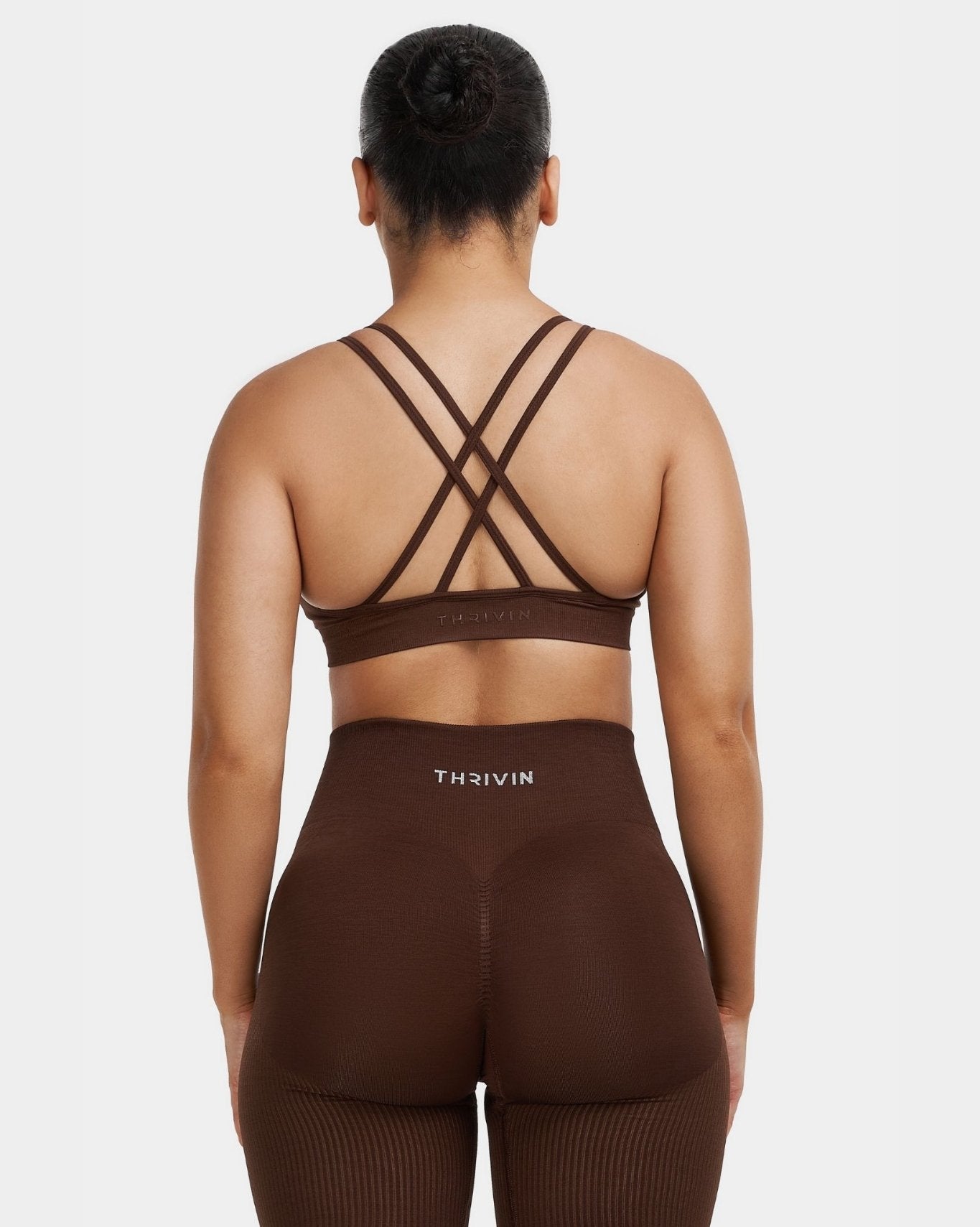 Biustonosz Sportowy V-Neck Sculpt Seamless | Brąz Bourbon