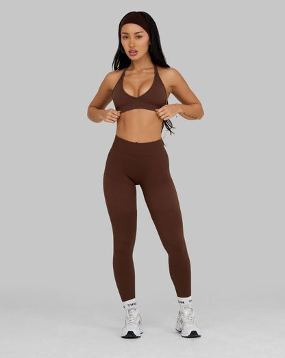 Legginsy Konturowe z Żebrowaniem | Brąz Bourbon