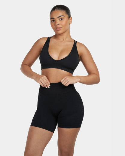 Biustonosz Sportowy V-Neck Sculpt Seamless | Czysta Czerń