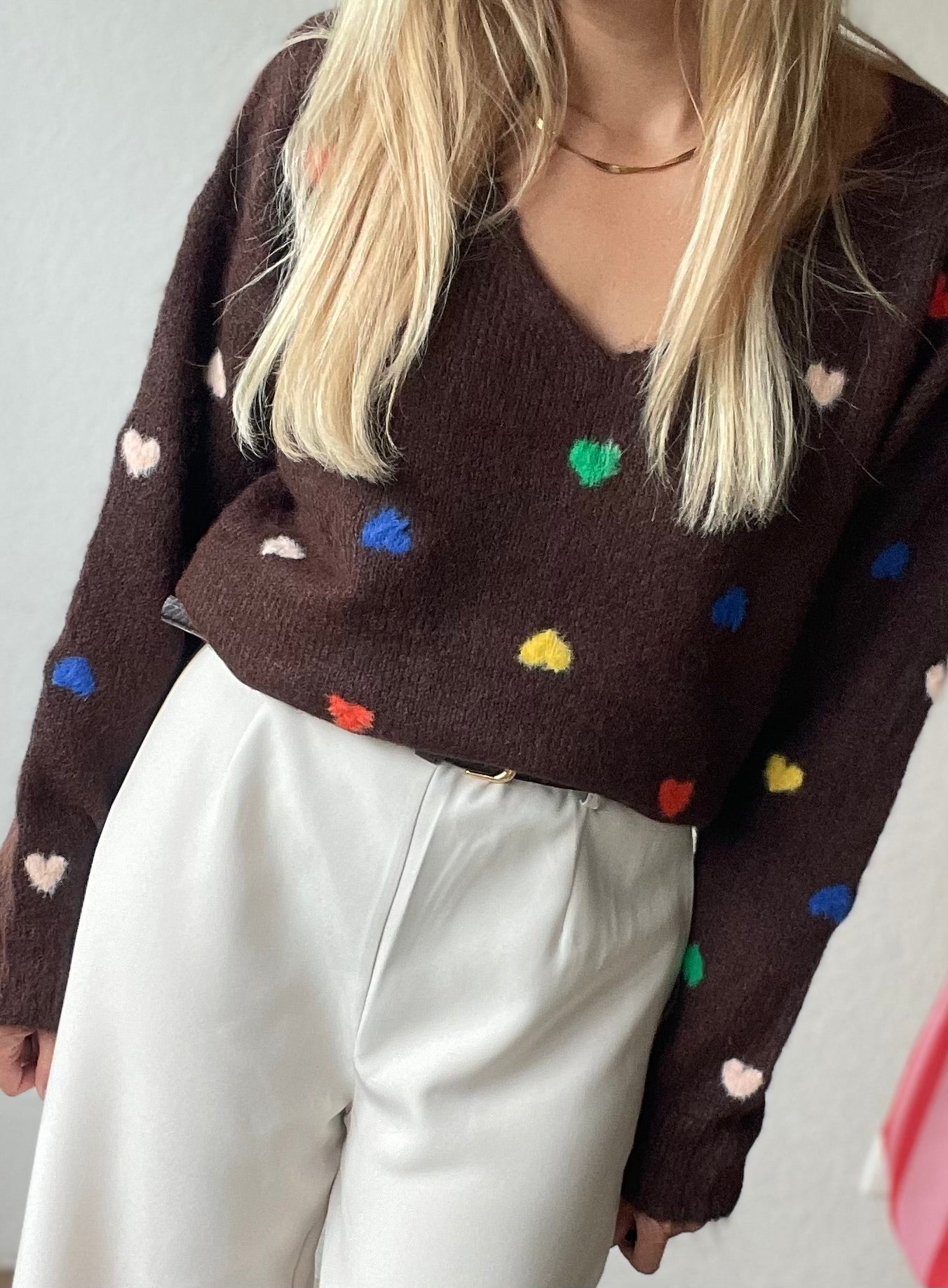 Chocolate Hartjes Sweater V-neck🍫