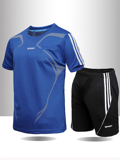 Letnie sportowe, oddychające, szybko schnące, krótki rękaw top + luźne szorty