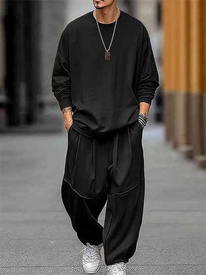 ‌Męski jesienny streetwear, wygodny, modny, luźny zestaw