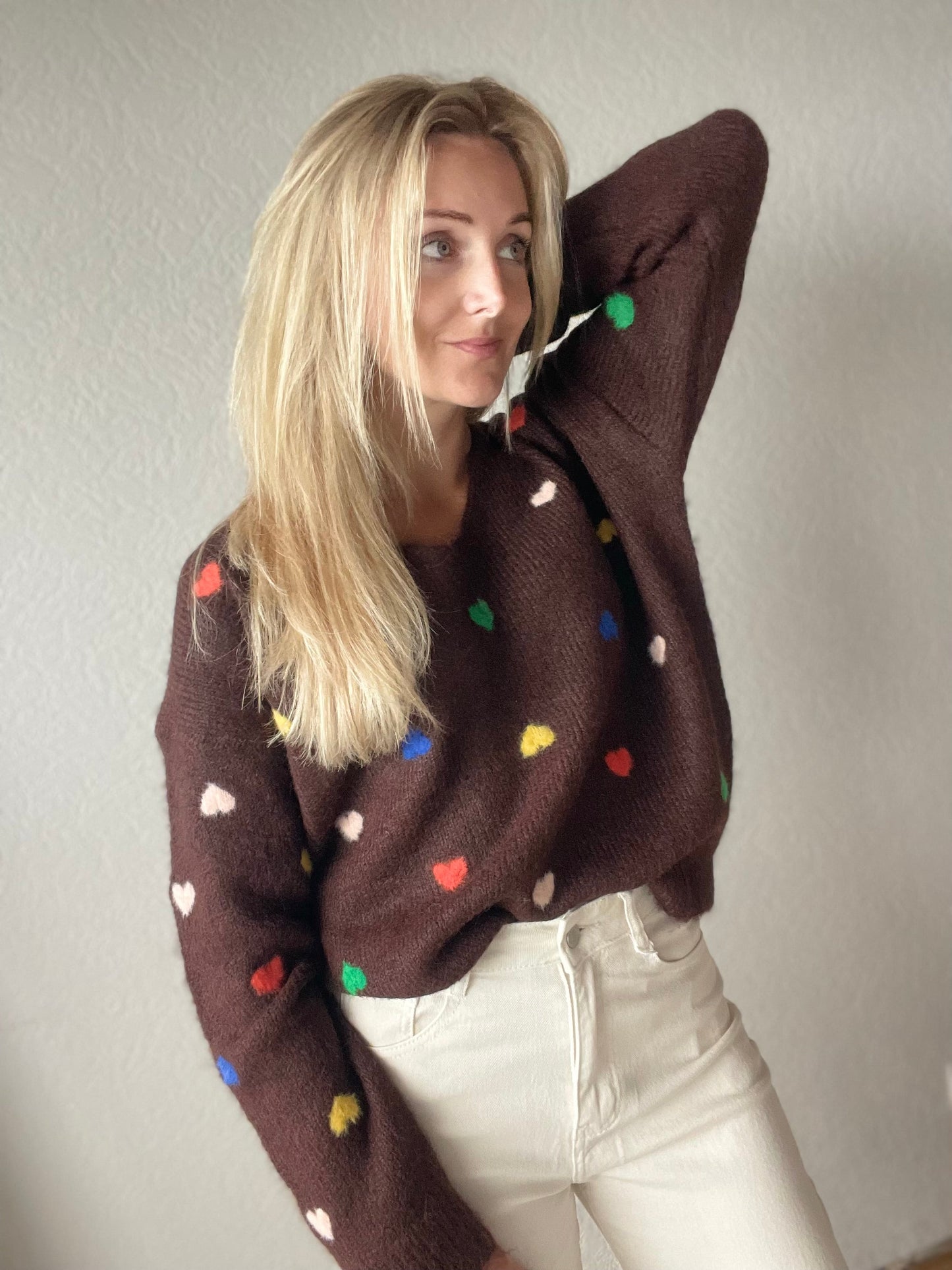Chocolate Hartjes Sweater V-neck🍫