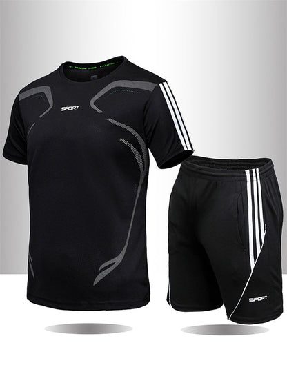 Letnie sportowe, oddychające, szybko schnące, krótki rękaw top + luźne szorty