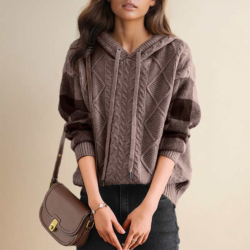 Leonie | Sweter z kapturem z wzorem jacquard