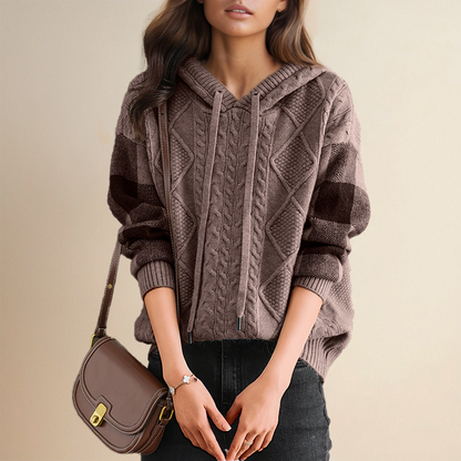 Leonie | Sweter z kapturem z wzorem jacquard