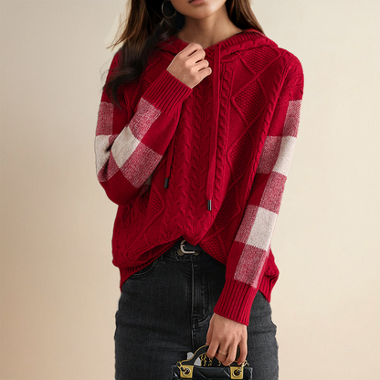Leonie | Sweter z kapturem z wzorem jacquard