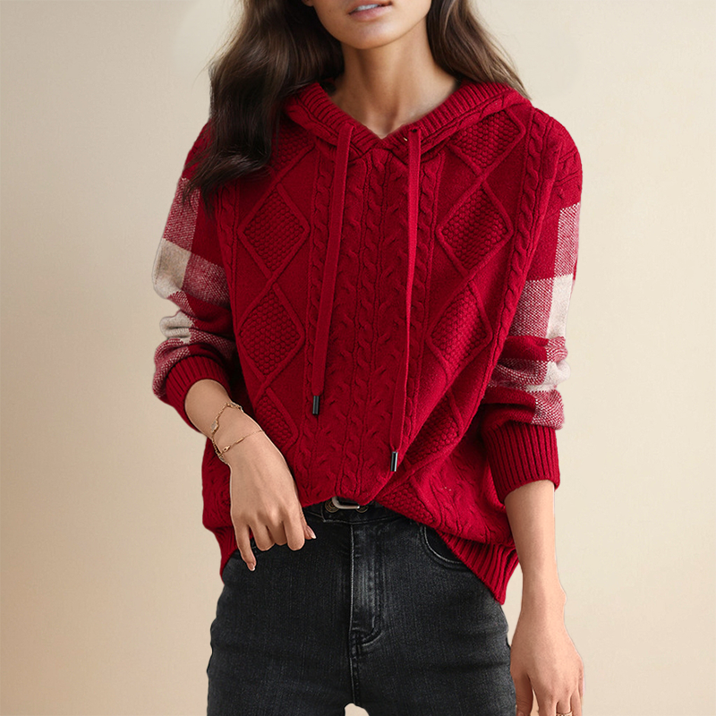 Leonie | Sweter z kapturem z wzorem jacquard