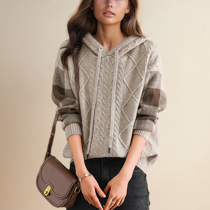 Leonie | Sweter z kapturem z wzorem jacquard