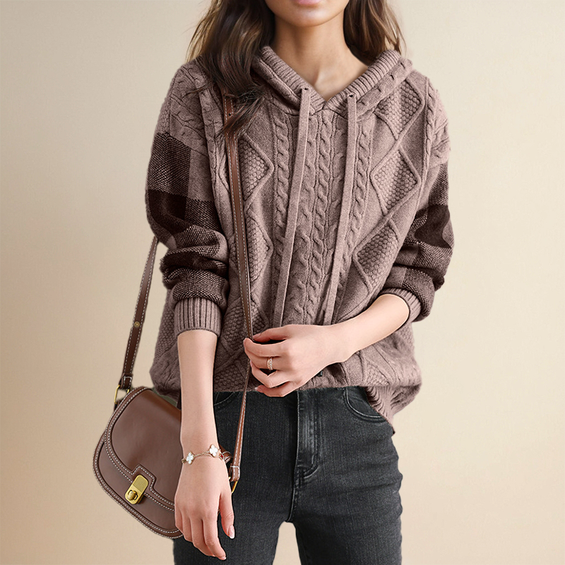 Leonie | Sweter z kapturem z wzorem jacquard