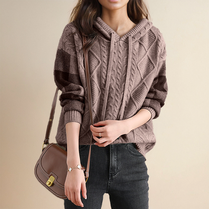 Leonie | Sweter z kapturem z wzorem jacquard