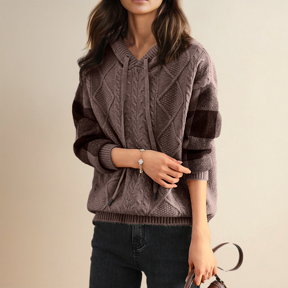 Leonie | Sweter z kapturem z wzorem jacquard