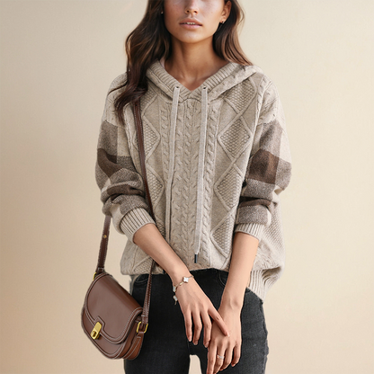 Leonie | Sweter z kapturem z wzorem jacquard