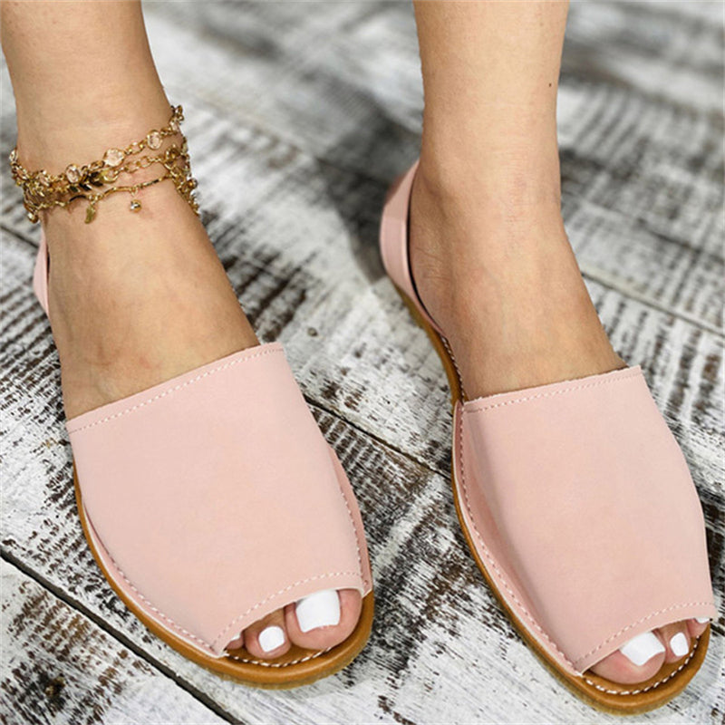 Casual Flat Peep Toe PU Slip On Hiszpańskie Sandały dla Kobiet