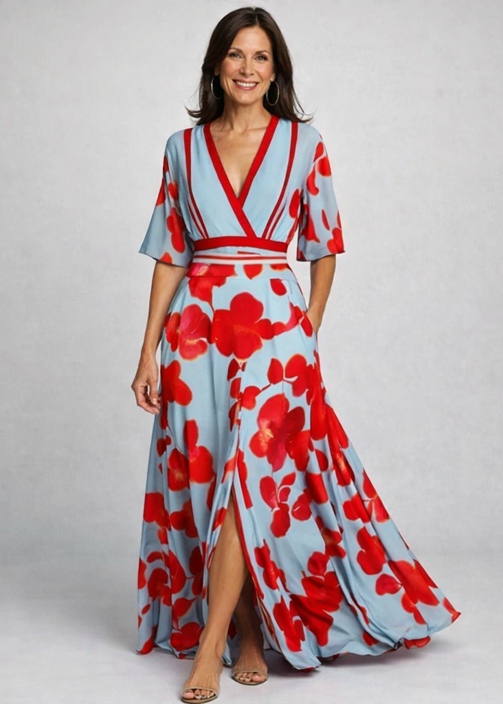 COZYA | Denise - Sukienka Maxi w Kwiaty